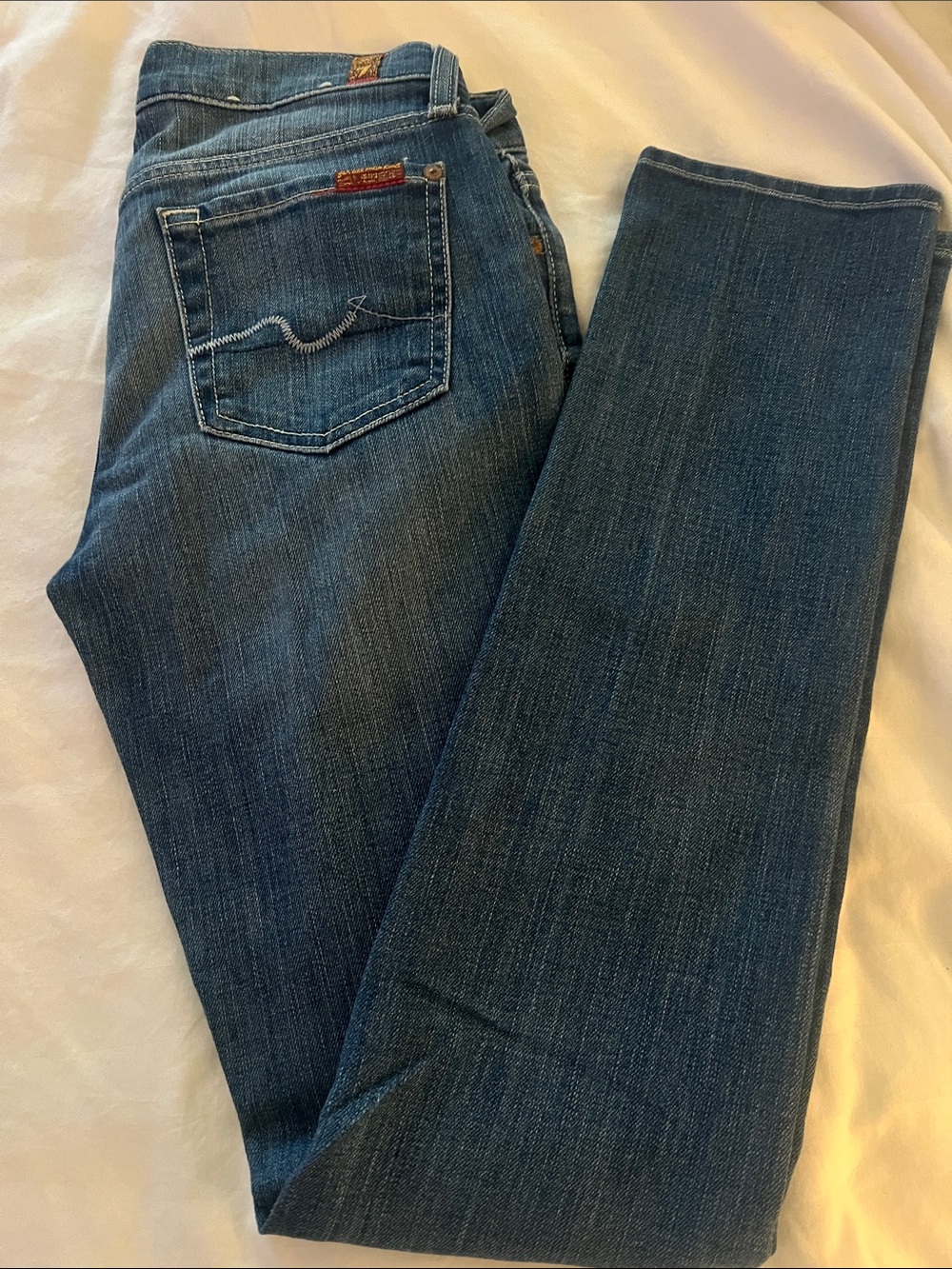 7 For All Mankind Women's Medium Blue Straight Leg Jeans